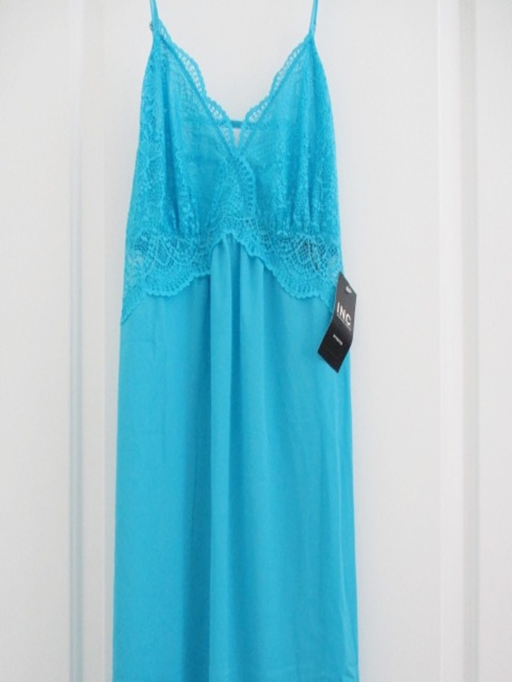 INC - Lace-Trimmed Knit Chemise Nightgown - L
